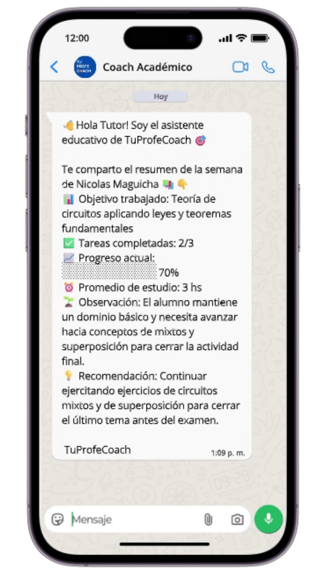 Celular del tutor